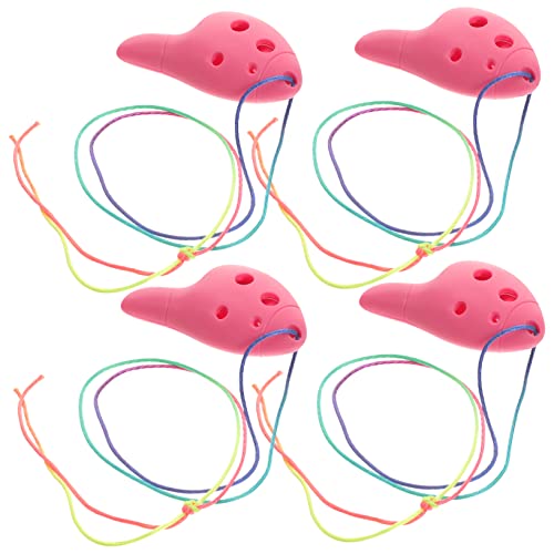 Mikinona 4 Stück 6 Mini-Okarina Musical Tragbare Ocarina Ocarina Anfänger Okarina-Instrument für Die Musikinstrument Okarina Kunststoff-Okarina-Instrument Kind Abs Rosa von Mikinona