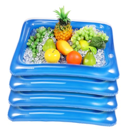 Mikinona 4 Stück Aufblasbare Eisbar Aufblasbarer Kühler Für Getränke Kühltablett Für Den Tisch Aufblasbare Bar Für Picknick Und Camping Aufblasbare Servierbar Salat Eisschale Eisdiele Pvc von Mikinona