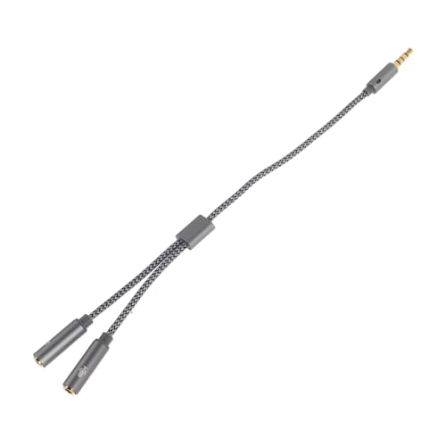 Mikinona Audiokabeladapter Mehrfach-Kopfhörer-Splitter Kopfhörer Splitter Mikrofon-Splitter für Kopfhörer Headset -Adapter Headset-Splitter Kopfhörersplitter Audio-Adapter Nylon Silber von Mikinona