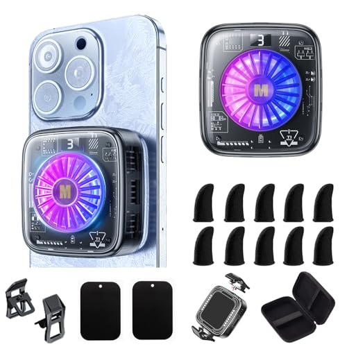 Handy-Kühler, magnetischer Kühler, für MagSafe iPhone 12, 13, 14, 15 Serie, Handy-Kühler, tragbarer Handy-Heizkörper, Gaming-Halbleiter-Kühlung für Android/Tablet/iPad (schwarzer Rahmen) von Mikirini