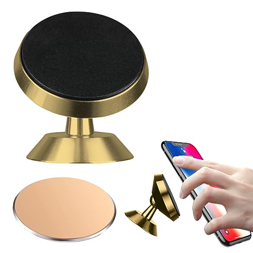 Mikiuly KFZ Handyhalterung Auto Magnet,Handyhalterung Auto Universal Magnet,Autohalterung Halter Handy Magnetic Handyhalter Mount, 360° Verstellbare Magnetische Handyhalterung, Gold von Mikiuly