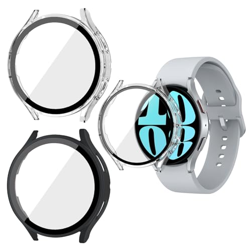 Schutzhülle mit Displayschutzfolie Kompatibel mit Samsung Galaxy Watch 7 40mm, Rundum Ultradünne Hard Gehäuse Eingebaut Kratzfest Gehärtetes Glas Schutzfolie für Samsung Watch 7 40mm, 2 Stück von Mikiuly