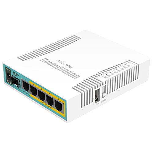 MikroTik hEX PoE with 800MHz CPU hEX PoE, IEEE 802.3at, RB960PGS (hEX PoE, IEEE 802.3at, 10,100,1000 Mbit/s, 800 MHz, 16 MB, 128 MB, White) von MikroTik