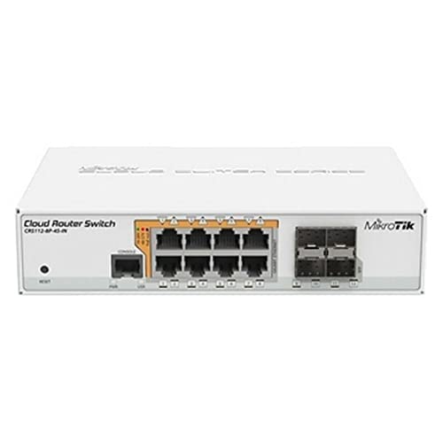 Mikrotik CRS112-8P-4S-IN Netzwerk-Schalter, Gigabit Ethernet (10/100/1000), weißer Ethernet-Anschluss unterstützt die Stromversorgung über diesen Port (PoE) von MikroTik
