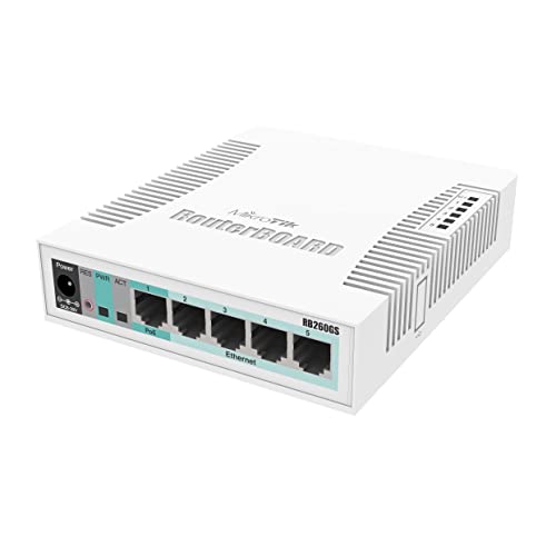 Mikrotik RB260GS Gigabit Ethernet (10/100/1000) Connexion Ethernet, supportant l'alimentation via ce port (PoE) Blanc von MikroTik