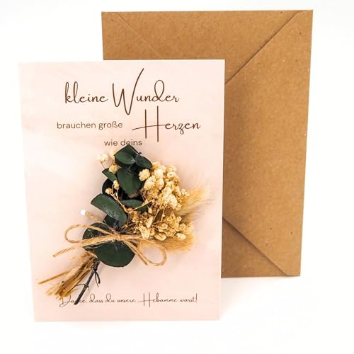 Milaboo® Hebamme Geschenk Karte mit echter Trockenblumenstrauß und Briefumschlag I besondere Karte für Hebamme I Dankeschön Abschiedsgeschenk (Karte) von Milaboo