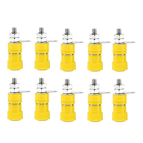Milageto 10 / Packung 4mm Bananenbuchse Lautsprecher Bindepfosten Mutter Bananenstecker, Gelb Milageto 10 / Packung 4mm Bananenbuchse Lautsprecher Bindepfosten Mutter Bananenstecker, Gelb von Milageto