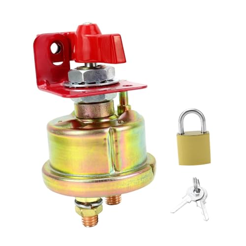 Milageto Battery Disconnect Switch 12V-24V-Zubehör Ersetzen Sie einfach zu verwendende Batterieausschnitt-Isolator-Teile für Booteautos, mit Fester Schloss von Milageto