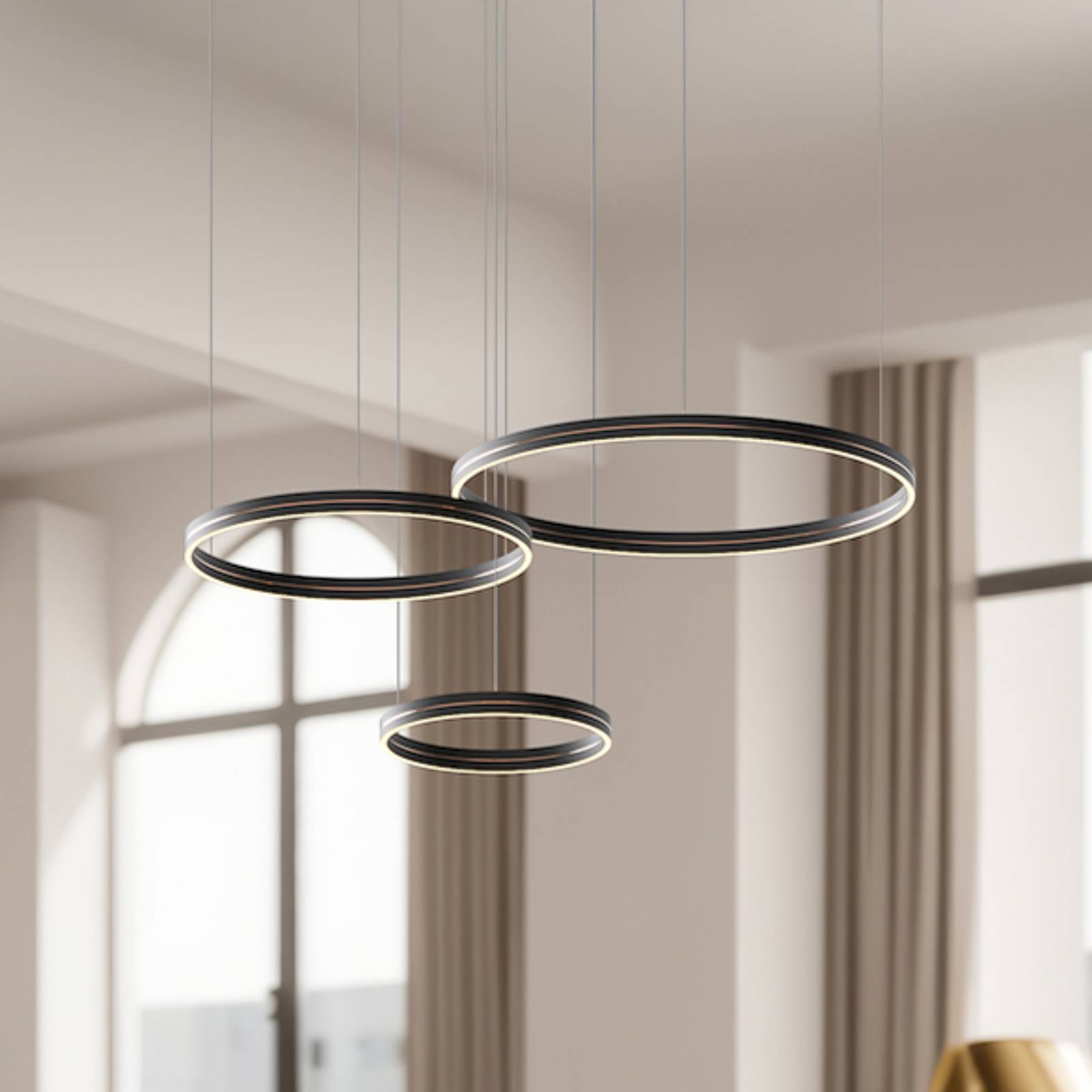 LED-Hängeleuchte Gravity, 3-fl., Metall, schwarz, 4.000 K LED-Hängeleuchte Gravity, 3-fl., Metall, schwarz, 4.000 K von Milagro Lighting