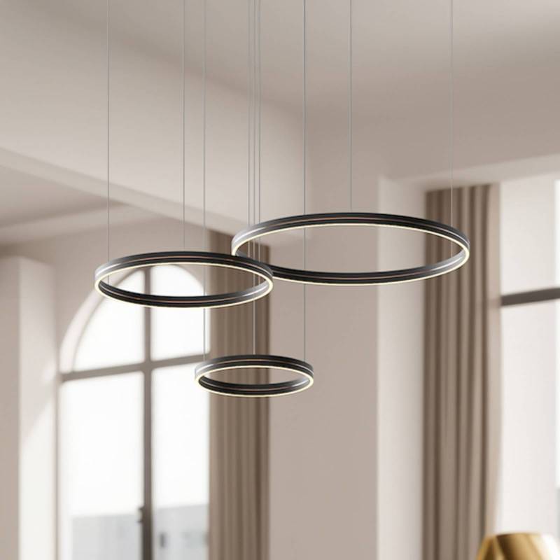 LED-Hängeleuchte Gravity, 3-fl., Metall, schwarz, 4.000 K von Milagro Lighting