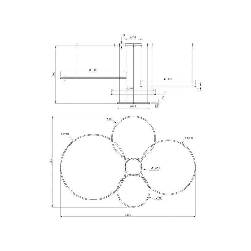 LED-Hängeleuchte Saturno, 4-fl., goldfarben, Metall, 4.000 K von Milagro Lighting