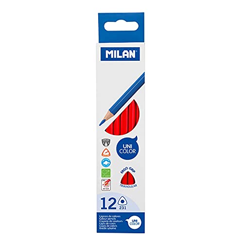 MILAN Box mit 12 Dreieckstiften, rot von MILAN