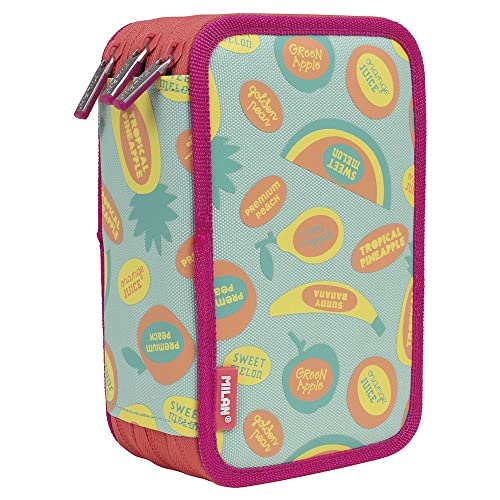 MILAN® Federmäppchen mit 3 Etagen, Serie Frutikis, Grün und Orange von MILAN