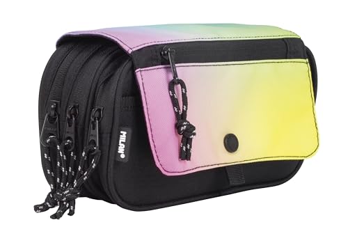 MILAN® Federmäppchen mit 4 Reißverschlüssen, mit Patte, Schwarz von MILAN