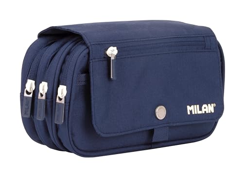 MILAN® Federmäppchen mit 4 Reißverschlüssen mit Klappe 1918, blau von Milan