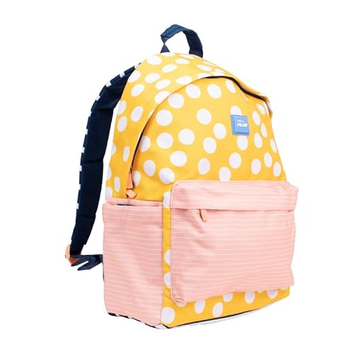 MILAN® Klassischer urbaner Rucksack mit 2 Reißverschlüssen (22 l) Special Series Swims 2, Pink und Gelb von Milan