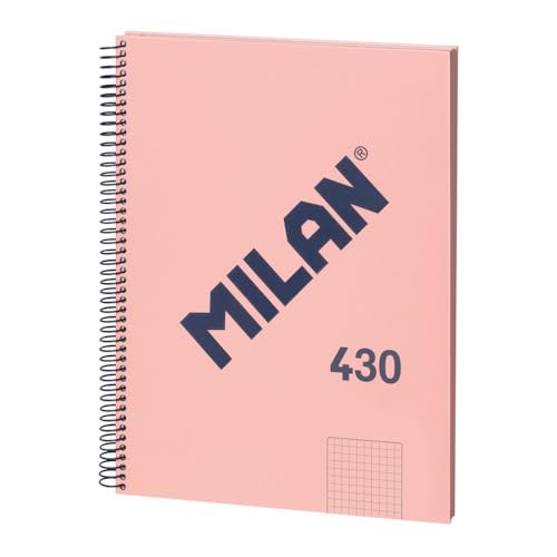 MILAN® Notizbuch A4, Hardcover, kariert, 5 x 5 mm, 80 Blatt, Papier 95 g/m², Serie 1918, Rosa von Milan