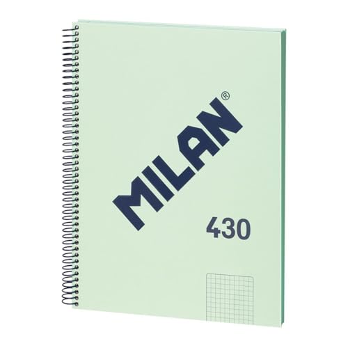 MILAN® Notizbuch mit Spiralbindung, kariert, 80 Blatt A4, Serie 1918, Grün von Milan