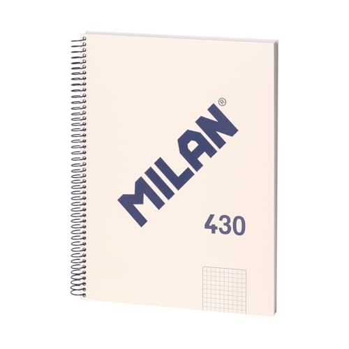 MILAN® Notizbuch A4, Hardcover, kariert 5 x 5 mm, 80 Blatt, Papier 95 g/m², Serie 1918, beige von Milan