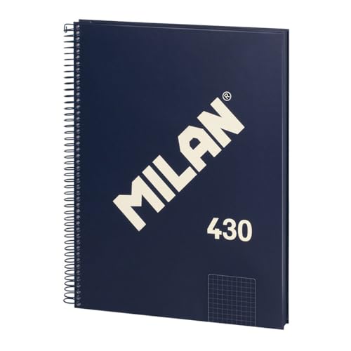MILAN® Notizbuch mit Spiralbindung, kariert, 80 Blatt A4, Serie 1918, blau von Milan