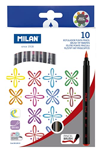 MILAN Caja 10 rotuladores base agua punta de pincel von MILAN