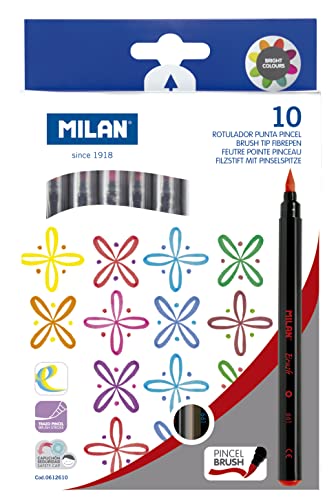 MILAN Caja 10 rotuladores base agua punta de pincel von Milan