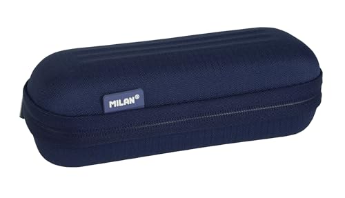 MILAN Halbstarres ovales Federmäppchen der Serie 1918, Marineblau, 2,56 x 7,48 x 3,35 cm, Marineblau, 2.56x7.48x3.35, Halbstarres ovales Federmäppchen von MILAN
