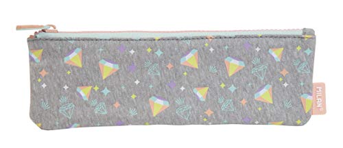 MILAN Kleines Federmäppchen, flach, Zuckerdiamant, grau, único, Casual von MILAN
