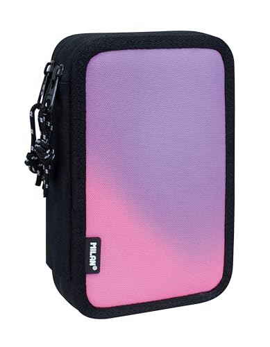 Plumier 2 Etagen mit Sunset Inhalt, schwarz und rosa MILAN® von Milan