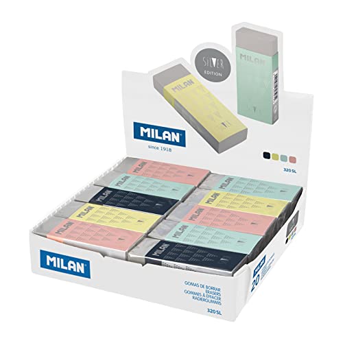 nata® 320 Radiergummis Serie Silver (mit Kartonetui und Verpackung) von MILAN