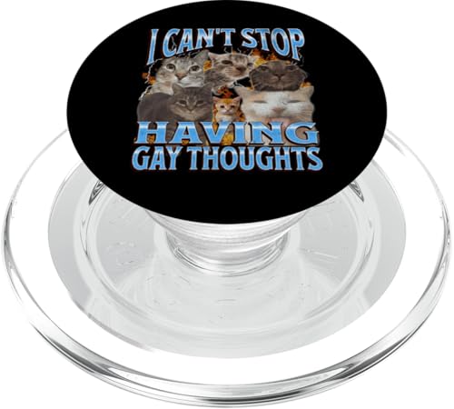 Ich kann nicht aufhören, schwule Gedanken zu haben Lustiges Katzen-Meme-Bootleg PopSockets PopGrip für MagSafe von MildlyPerturbed