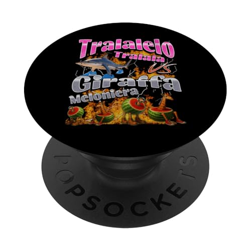 Tralalelo VS Giraffa Lustige italienische Brainrot-Meme-Grafik PopSockets Klebender PopGrip von MildlyPerturbed
