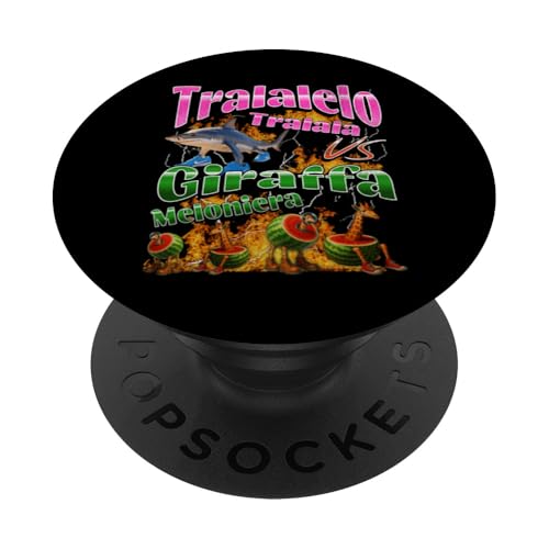 Tralalelo VS Giraffa Lustige italienische Brainrot-Meme-Grafik PopSockets Klebender PopGrip von MildlyPerturbed