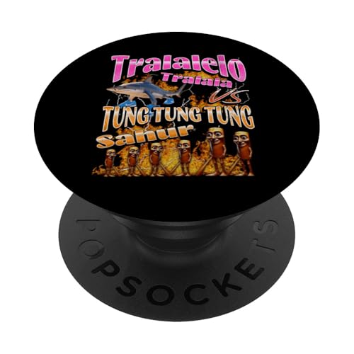 Tralalelo VS Tung Sahur Lustiges italienisches Gehirnrot Meme Grafik PopSockets Klebender PopGrip von MildlyPerturbed