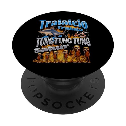 Tralalelo VS Tung Sahur Lustiges italienisches Gehirnrot Meme Grafik PopSockets Klebender PopGrip von MildlyPerturbed