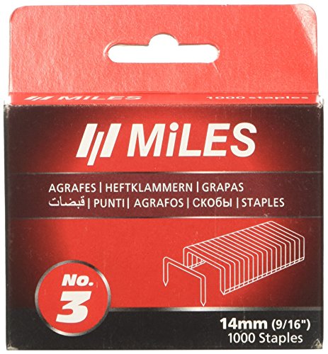 Miles 303356 Heftklammern Nr. 3 x 14 mm, Packung mit 1000 Stück von Miles