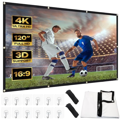 Milgeo Projektor-Leinwand, Faltbarer, Verdickter Tragbarer Bildschirm, Doppelseitige Anti-Falten-Projektion, Geeignet für Den Heim-, Innen- und Außenbereich (120 inch) von Milgeol