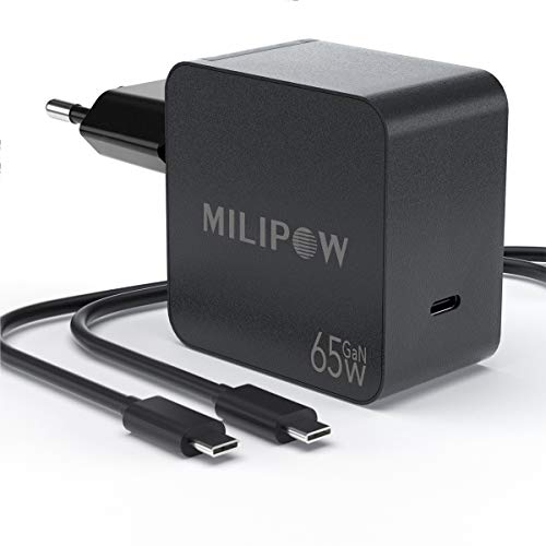 MiliPow Ladegerät PD65W USB C GaN Tech Adapter Schnellladegerät kompatibel mit iPhone 12 Pro Max und Laptop Asus Zenbook UX31E MacBook Pro 15 Zoll MacBook Air 13 Zoll (2020) Anschluss Typ C von MiliPow