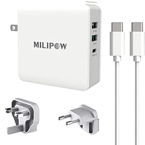 MiliPow PD 65W USB C Adapter ist geeignet für MacBook Pro/Air, Samsung Galaxy S22/S21, Lenovo Thinkpad, HP, Dell XPS usw. Reiseadapter mit USB c Kabel, mit Steckdose,USB c ladegerät,USB c netzteil von MiliPow