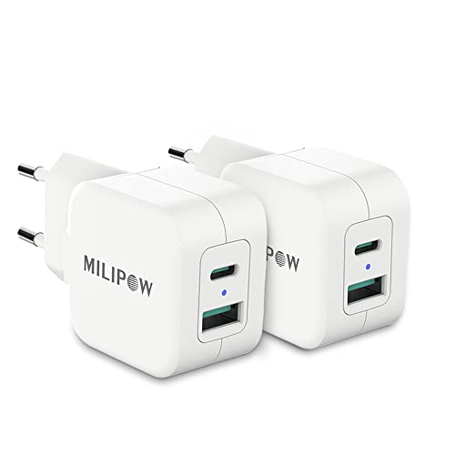 Milipow Ladegerät PD USB-C Schnellladegerät, Wandladegerät kompatibel mit Apple 12/12 Mini/12 Pro/12 Pro Max, AirPods Pro, Galaxy S10 S9 S8, Pixel und Anderen Geräten(20W) von MiliPow
