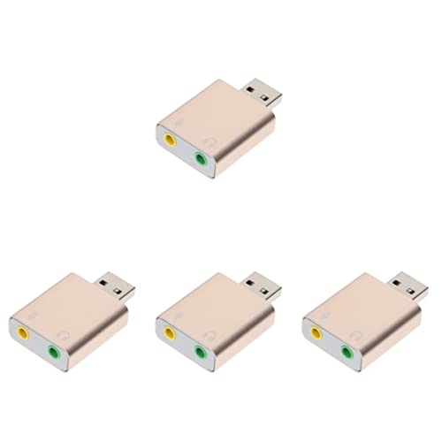 4 Stück USB Externe Soundkarte USB Externer Ton Aux Auf USB Ton Mit Mikrofonbuchse Sound-Effekt-Board Computeradapter Für Laptops Universeller Adapter Abs Aluminiumlegierung Bus von Milisten