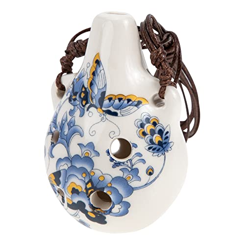 MILISTEN 6 Loch Ocarina Glazed Keramik Ocarina Instrument Alto C Anhänger Ocarina Halskette Flöte Weinflasche Stil China Blau für Kinder Erwachsene Anfänger (Schmetterling) von Milisten
