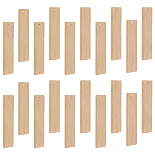 Milisten 20 Leere Holz-Lesezeichen, Bambus-Lesezeichen, unlackiertes Holz, Geschenkanhänger, Etiketten mit Löchern für DIY Hochzeit Party Gastgeschenke von Milisten