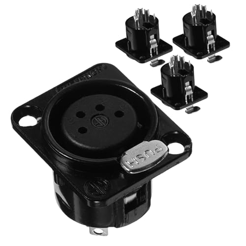 Milisten 4 Stück Metallkartendrossel verbinder gerätestecker Audiogeräte Mikrofon Zu adapter steckdose XLR- Audio-Lautsprecher-Panel-Halterung Vernickelter Kupferkern Black von Milisten