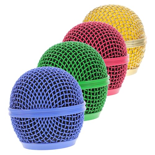 Milisten 4 Stück Mikrofon-Mesh-Kopf mikrofonzubehã¶r mikrofon zubehör Mesh-Mikrofongitterkopf Mikrofonnetz Grill Mikrofon winddichte Abdeckung Windschutzscheibenabdeckung, Mikrofon Metall von Milisten