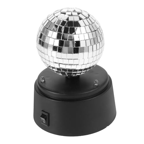 Milisten Schreibtischlampe Spiegel Disco -Ballform Glühbirne Bühnenbeleuchtung Projektionstischlampe Tischlampe im Freien Blitzlicht Petroleumlampen für den Innenbereich Metall Silber von Milisten