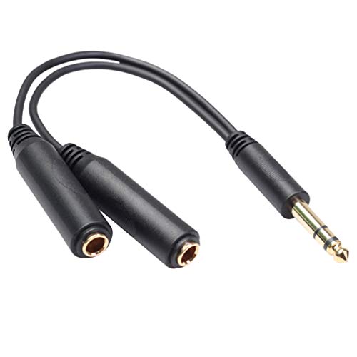 Milisten Y Splitter Adapter 1 Male to 2 Female Connected Cord to Laptop 6.35mm Stereo Cable Headphone Earphone Audio Cable Black von Milisten