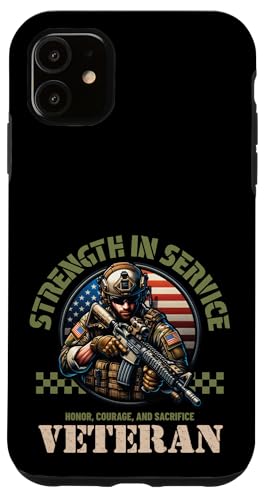 Ehre, Mut, Opfer, stolzes Militärgedenkmal, Tag der Veteranen Hülle für iPhone 11 Ehre, Mut, Opfer, stolzes Militärgedenkmal, Tag der Veteranen Hülle für iPhone 11 von Military Pride Apparel.USA