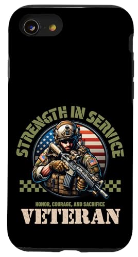 Ehre, Mut, Opfer, stolzes Militärgedenkmal, Tag der Veteranen Hülle für iPhone SE (2020) / 7 / 8 von Military Pride Apparel.USA
