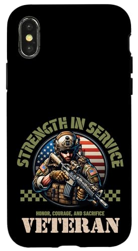 Ehre, Mut, Opfer, stolzes Militärgedenkmal, Tag der Veteranen Hülle für iPhone X/XS Ehre, Mut, Opfer, stolzes Militärgedenkmal, Tag der Veteranen Hülle für iPhone X/XS von Military Pride Apparel.USA